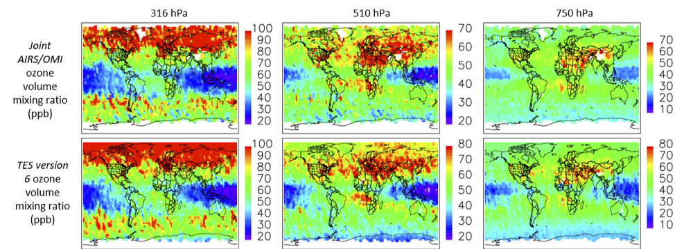 Gridded TES and AIRS/OMI data at 2°x2.5° for 2006.